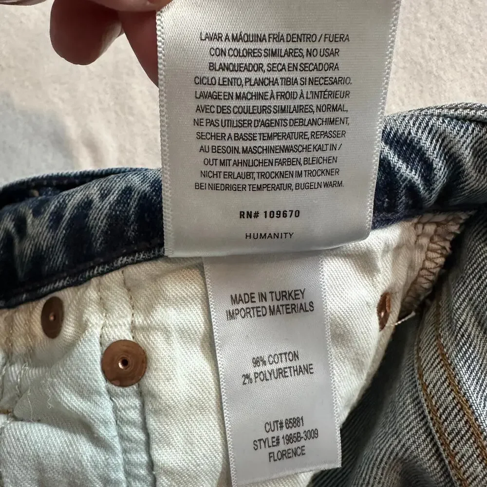 Citizens of Humanity Florence Jeans Size 26 High Rise Straight Raw Hem